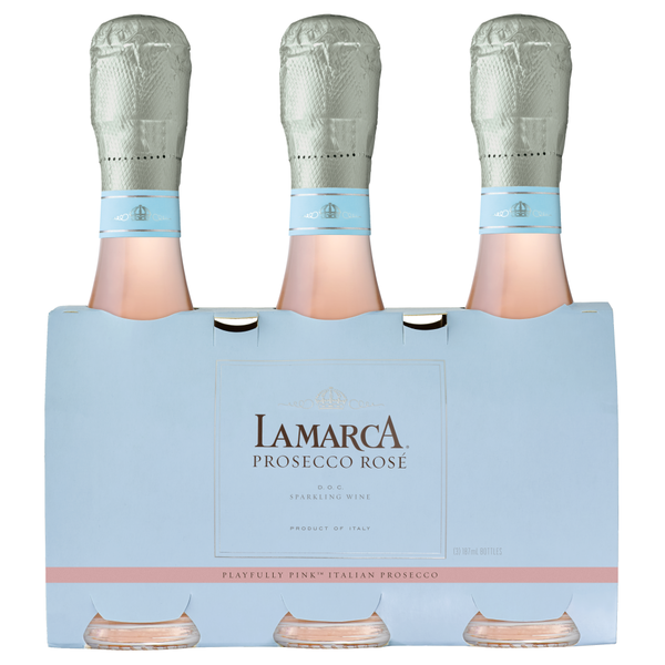 La Marca Prosecco Rosé Sparkling Wine 3 Single Serve 187ml Bottles