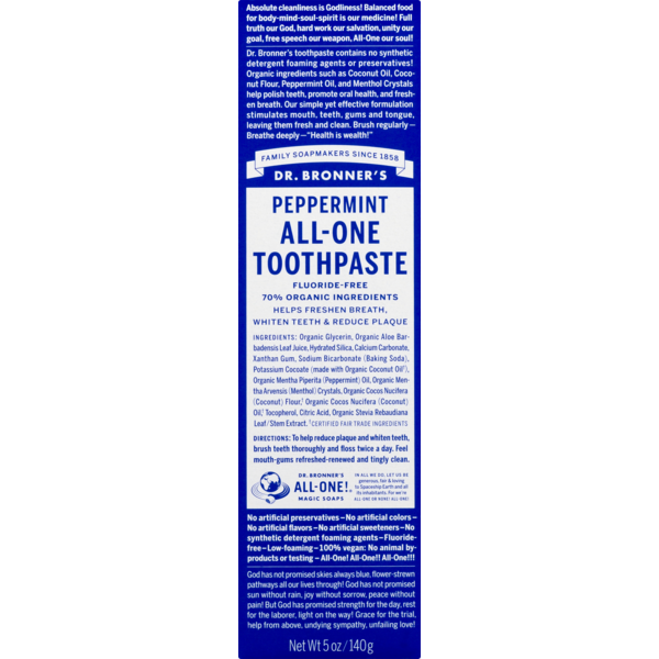 Dr. Bronner's Dr. Bronner's Peppermint AllOne Toothpaste (5 oz) from