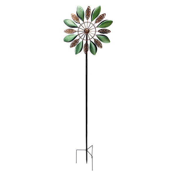 Belavi Green/Bronze Flower Kinetic Wind Spinner Same-Day Delivery