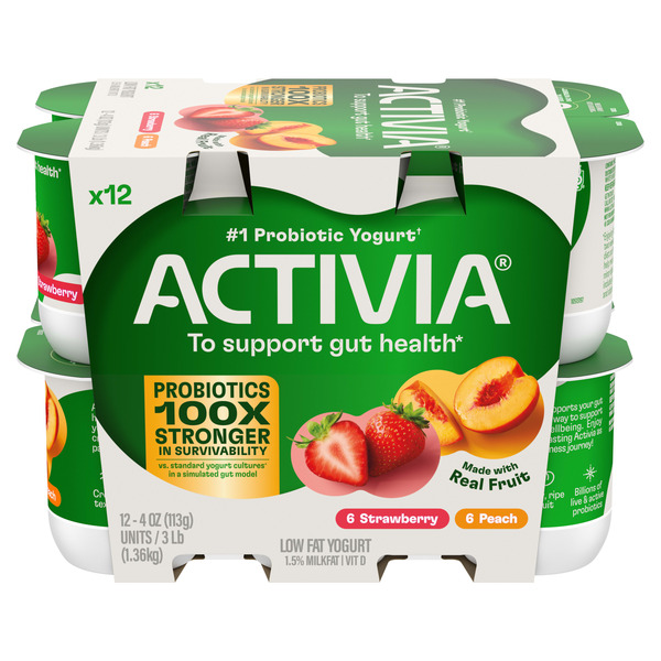 Activia Probiotic Blended Lowfat Yogurt Peach & Strawberry Same
