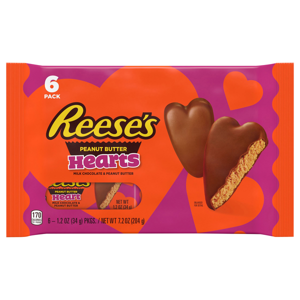 Reese's Hearts, Peanut Butter, 6 Pack Same-Day Delivery