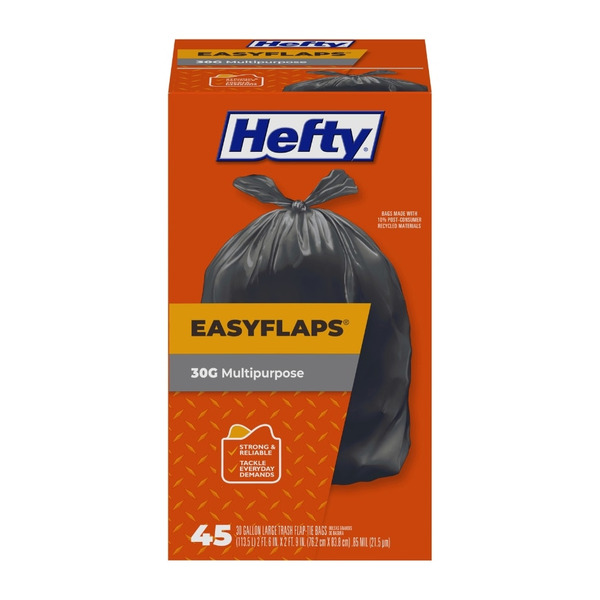 ★30s★40s★SAFE T FLAP★BIG MAC★SANFORIZE Hefty Trash Flap-Tie Bags, Multipurpose, 30 Gallon, Large Same-Day