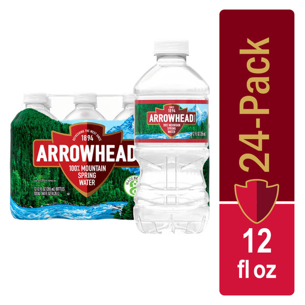 ARROWHEAD Brand Mountain Spring Water, 12-ounce plastic bottles (Total of 24)
