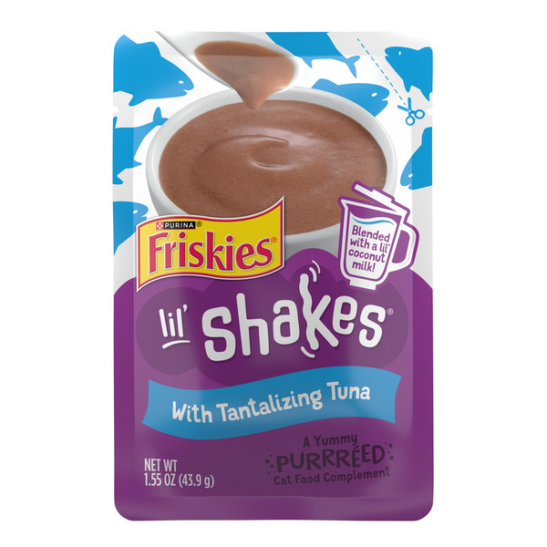 Purina Friskies Pureed Cat Food Topper, Lil’ Shakes With Tantalizing Tuna Lickable Cat Treats