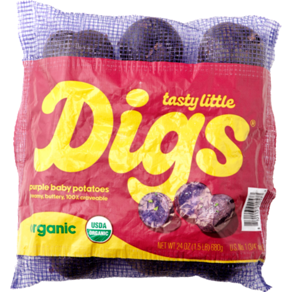 Tasty Little Digs Organic Purple Baby Potatoes Bag