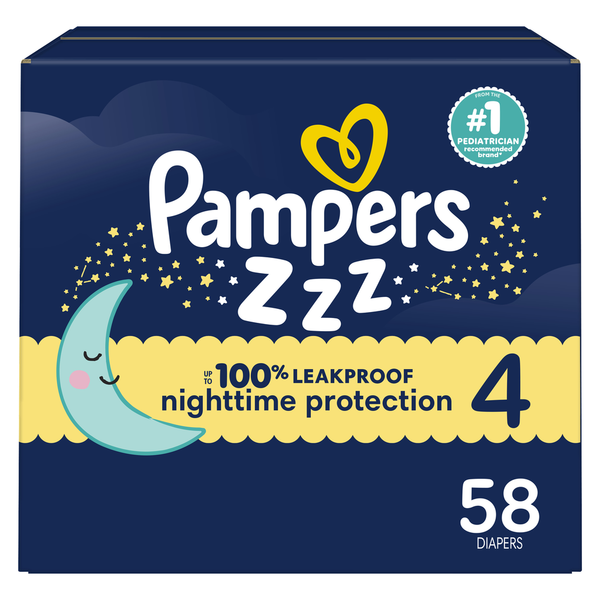 Pampers Swaddlers Overnights Diapers - Size 4 (22-37 lbs)