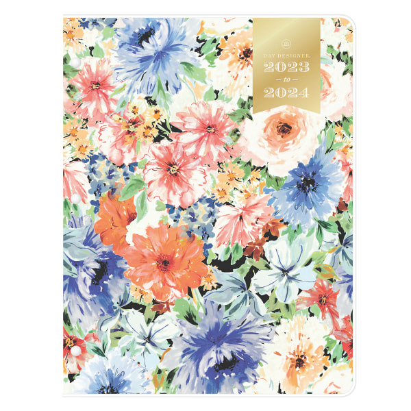 Day Designer 142486 July 2023 to June 2024 Celebration Floral Monthly Academic Planning Calendar - Clear