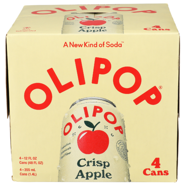 Olipop Crisp Apple Prebiotic Sparkling Tonic 4 Pack