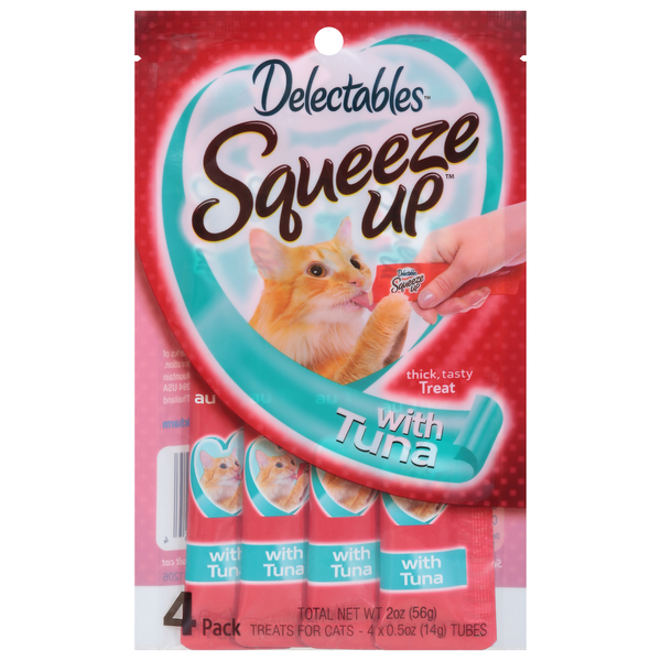 Hartz Delectables Squeeze Up Cat Treats – Tuna & Shrimp Flavor – 2.0 Oz (4 Tubes, 0.5 Oz Each)