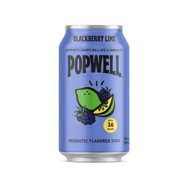 Popwell Blackberry Lime Prebiotic Soda Same-Day Delivery or Pickup