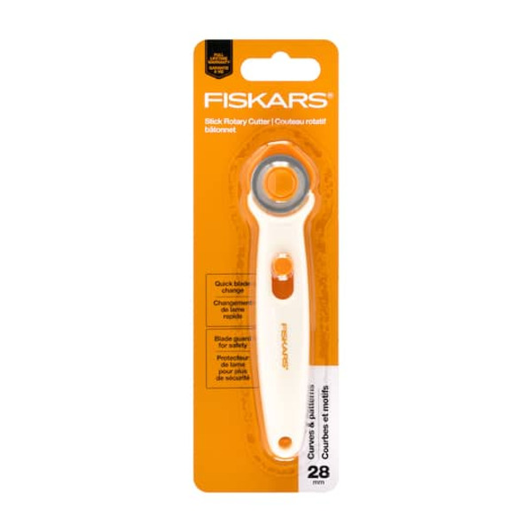 Fiskars Curves & Patterns Stick Rotary Cutter - White, Yellow, & Gray