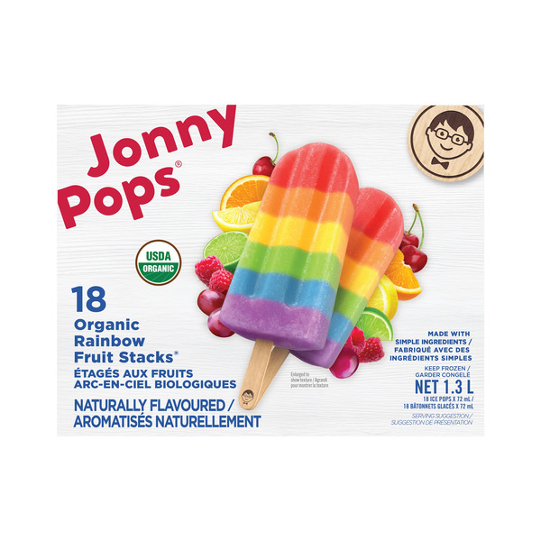 JonnyPops Organic Rainbow Fruit Stacks Frozen Pops