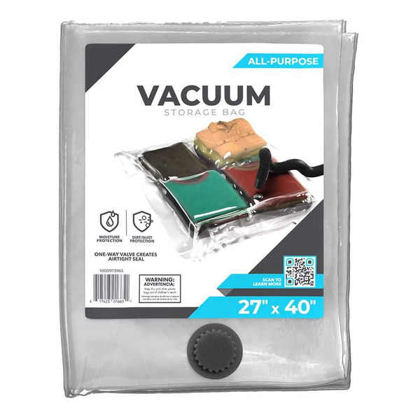 Pratt Retail Specialties Large Clear Plastic Vacuum Space Saver Storage Bag
