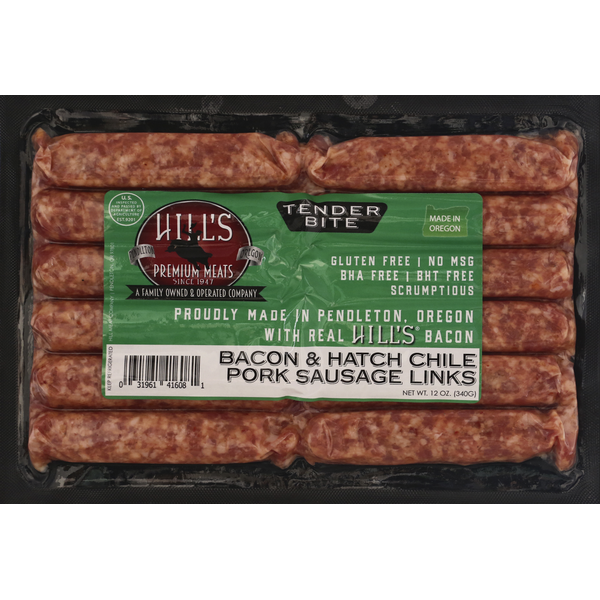 Same Less Hatch Hill's Premium Meats Pork Sausage Links, Bacon & Hatch Chile Same-Day ...