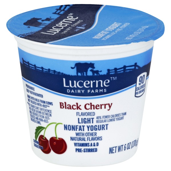 Lucerne Yogurt, Nonfat, Black Cherry, Light