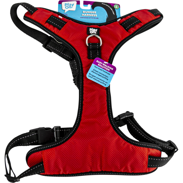 Play On Bungee Dog Harness, Large - Red