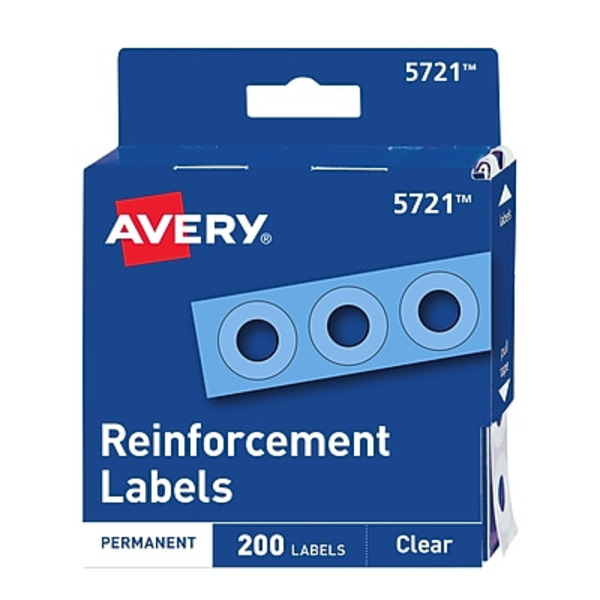 Avery 5721 Clear Self-Adhesive Plastic Reinforcement Labels