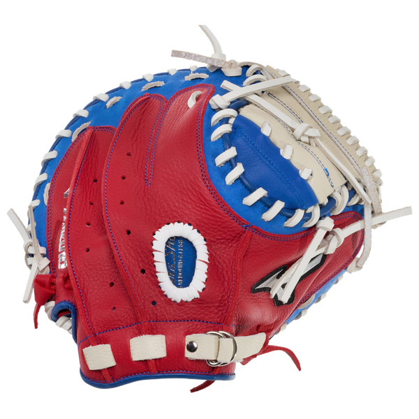Mizuno Youth Prospect Series Catcher's Mitt, 32.5 Inch, Right Hand Throw - Red/Royal