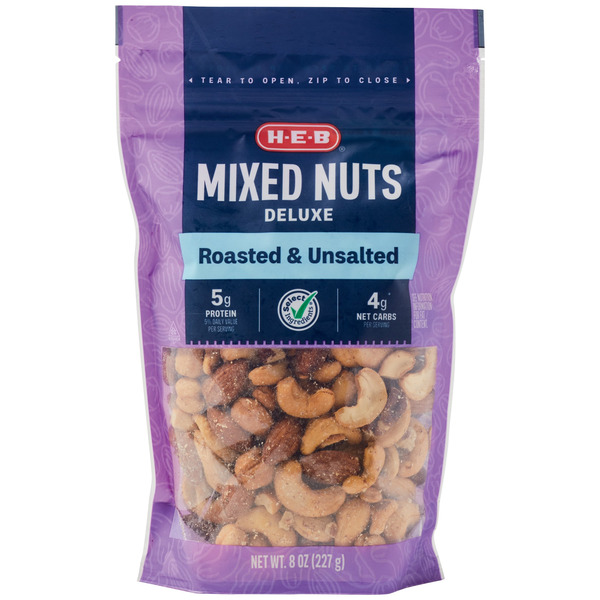 Select Ingredients H-E-B H-E-B Select Ingredients Unsalted Deluxe Mixed Nuts Same-Day ...