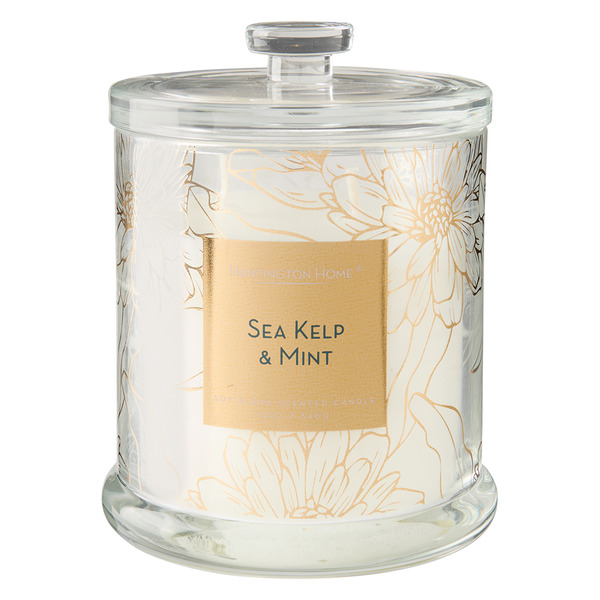 ALDI Huntington Home Sea Kelp & Mint Glass Lid Bathroom Luxury Candle