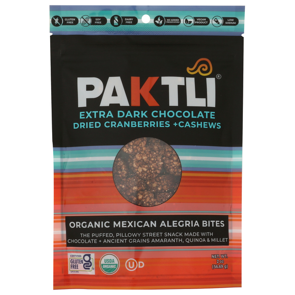 Paktli Foods Organic Dark Chocolate Dried Cranberries Mexican