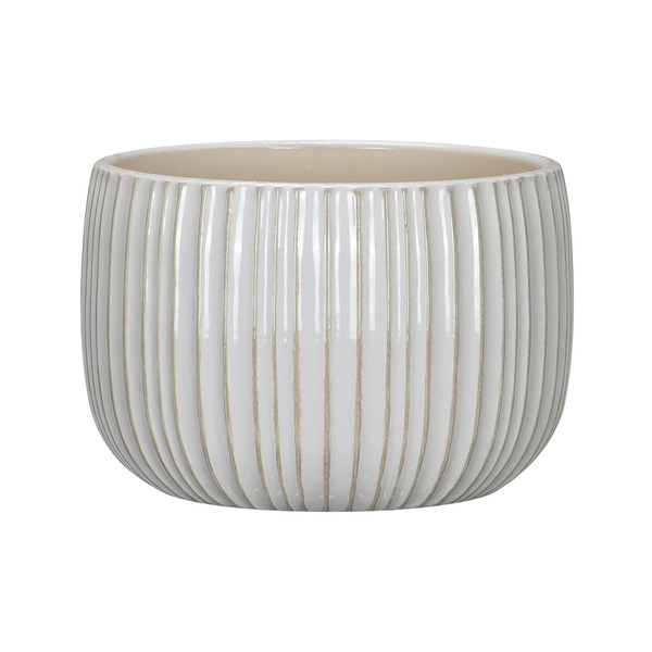 allen + roth 6.89-in W x 6.89-in L x 5.28-in H White Plastic Round Indoor Planter