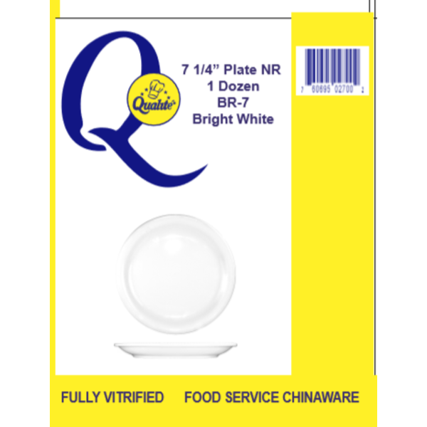 Qualite - 7.25" Bright White Plate NR - 1 Dz