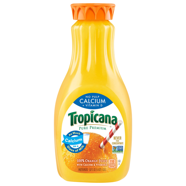 Tropicana No Pulp Pure Premium 100% Orange Juice with Calcium & Vitamin D
