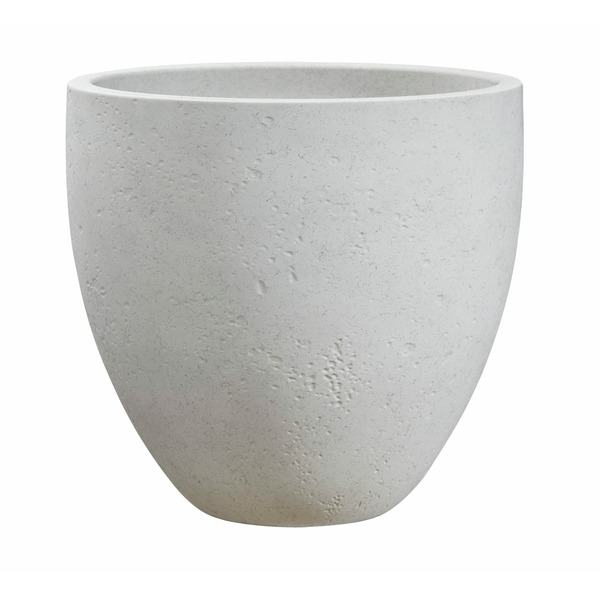 allen + roth 19.02-in W x 19.02-in L x 18.02-in H Pietra White Resin Round Indoor Planter