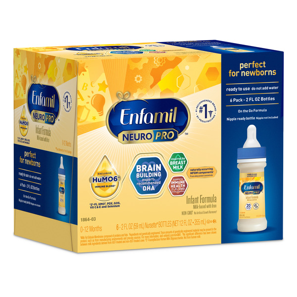 Enfamil® Enfamil Infant Formula, Milk-based Baby Formula with Iron, Omega-3 DHA & Choline, Ready to Use Liquid, Nursette Bottles