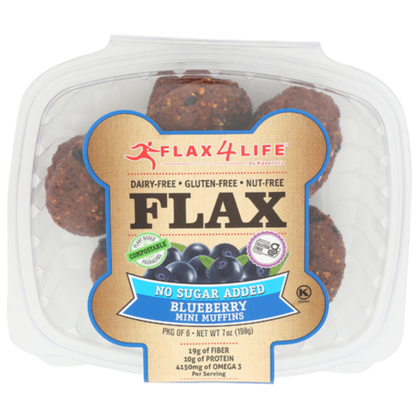 Flax4life No Sugar Added Blueberry Mini Flax Muffins 6 Pack Same