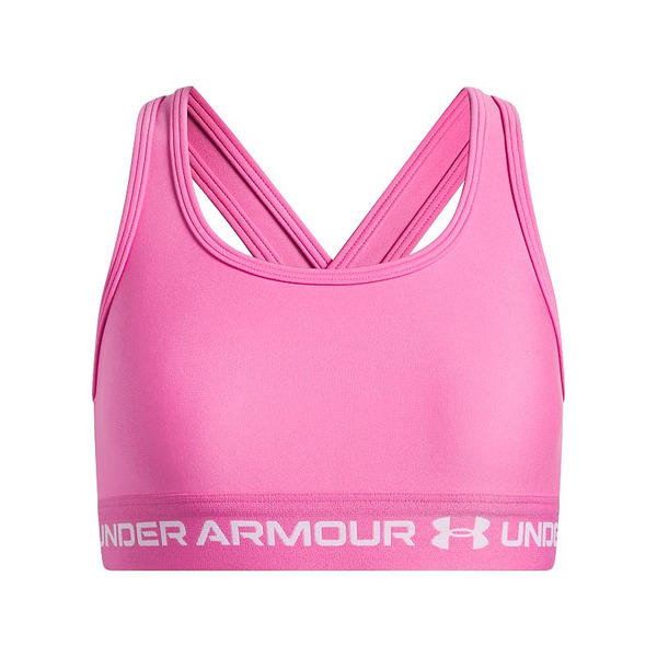 Under Armour Girls' Crossback Bra, XL - Pink Frenzy/White