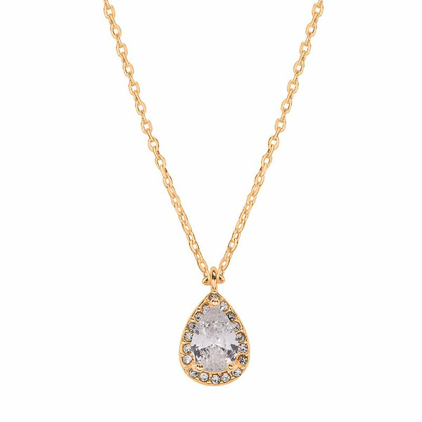 LC Lauren Conrad Short Simulated Crystal Teardrop Pendant Necklace - Gold Tone
