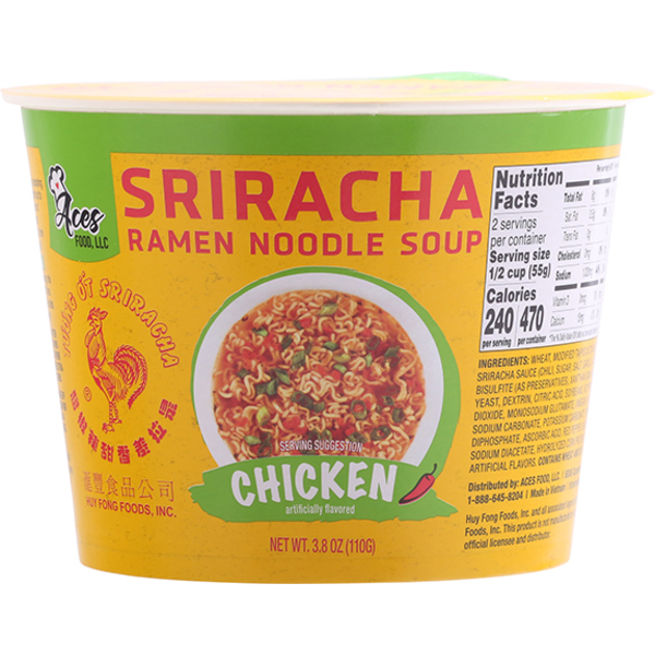 Aces Food Ramen Noodle Soup, Sriracha, Chicken