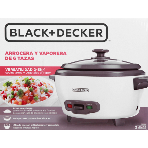 Black + Decker Rice Cooker and Steamer, 6Cup, 2In1 Versatility (1