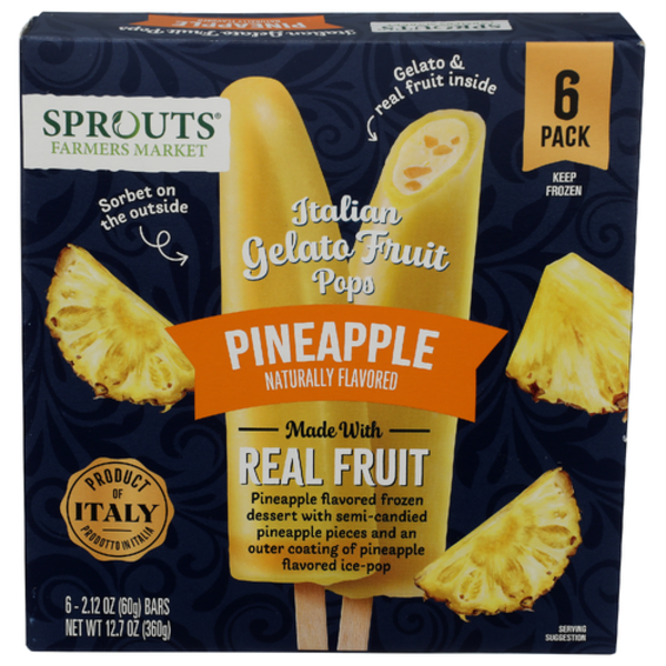 Sprouts Pineapple Italian Gelato Fruit Pops 6 Pack
