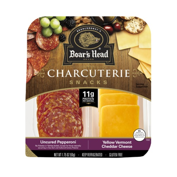 Boar's Head Brand Uncured Pepperoni Yellow Vermont Cheddar Cheese Charcuterie Snacks