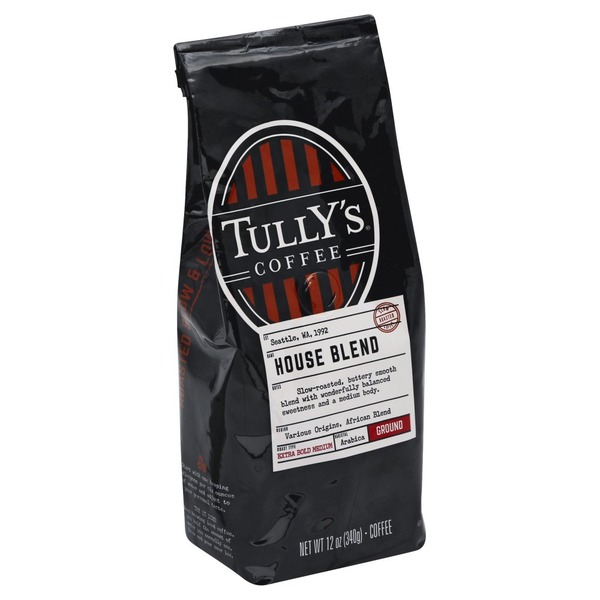 Tully's Coffee Coffee, Ground, Extra Bold Medium Roast, House Blend (12