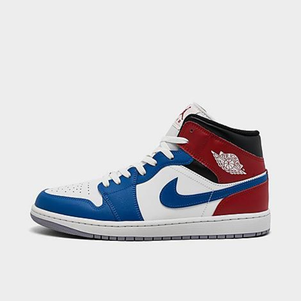 Jordan Men's AJ 1 Mid Basketball Shoes, Size 10 - True Blue/Summit White/Red