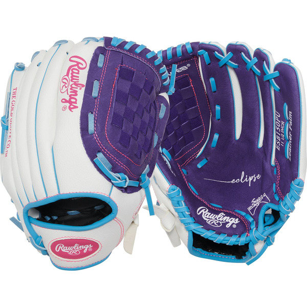 Rawlings Youth Right Hand Throw Eclipse Series Softball Gloves - White & Purple