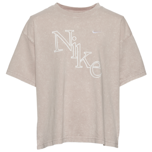 Nike Girls' Boy Wash T-Shirt, XL - Beige/White