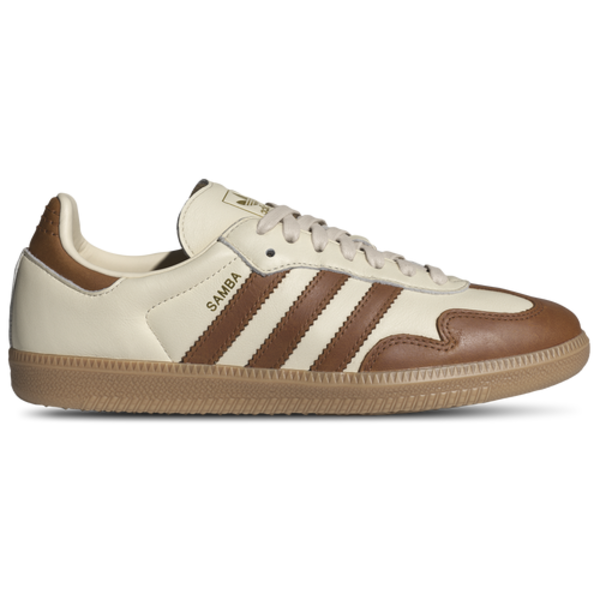 adidas Women's Samba OG Shoes, Size 6.5, Medium/B - Wonder White/Dusky Bronze/Gold Met