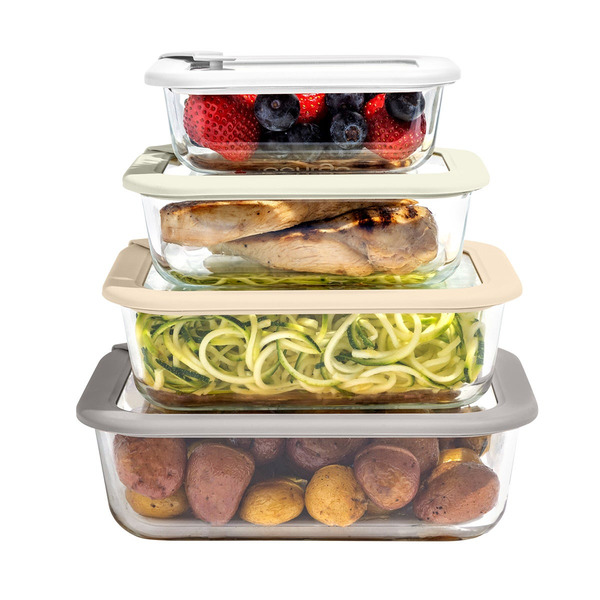 Bentgo Signature Glass Food Stone Storage Set - White