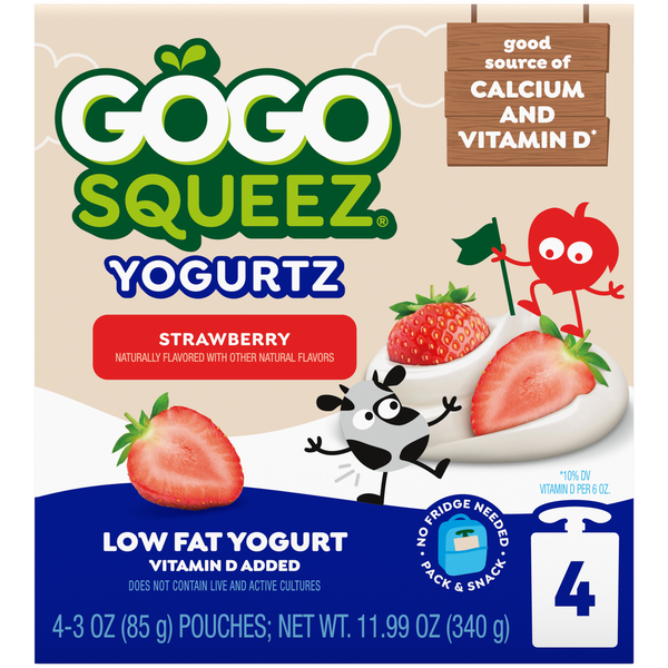 GoGo Squeez Low Fat Yogurtz Strawberry Yogurt Snack Pouches Same