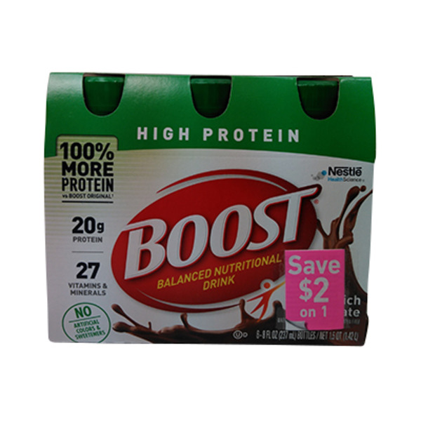 BOOST High Protein Nutritional Drink, Rich Chocolate, 20 g Protein Same-Day  Delivery | Grocery Outlet