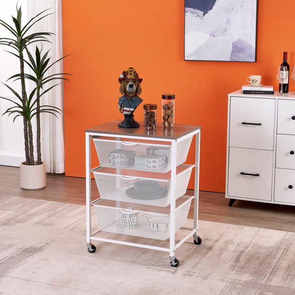 Edifice Mesh 3-Basket Rolling Cart
