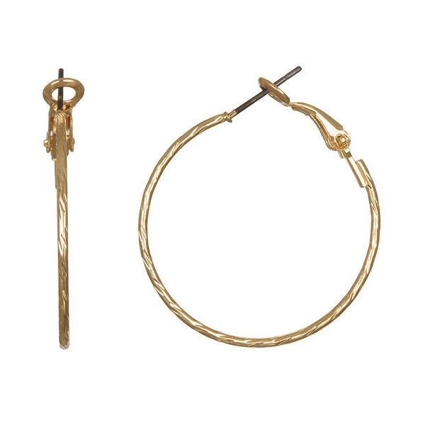 LC Lauren Conrad Women's Textured Metal Hoop Earrings - Gold Tone