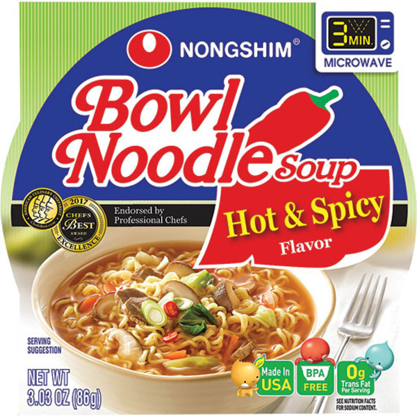 Nongshim Bowl Noodles Hot & Spicy Flavor