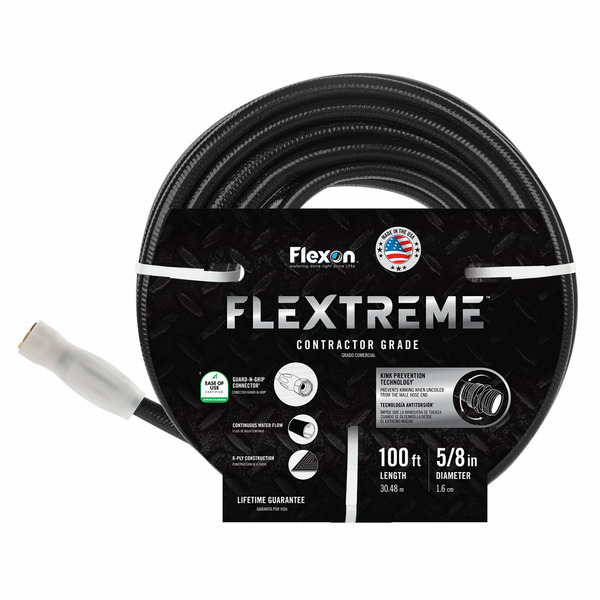 Flexon 5/8 in. x 100 ft. Contractor Grade Hose with Guard & Grip, Black