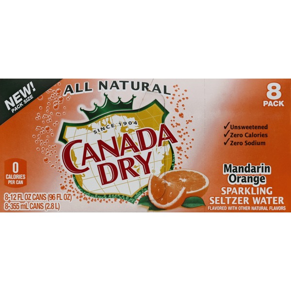 Canada Dry Sparkling Water, Seltzer, Mandarin Orange, 8 Pack (8 each
